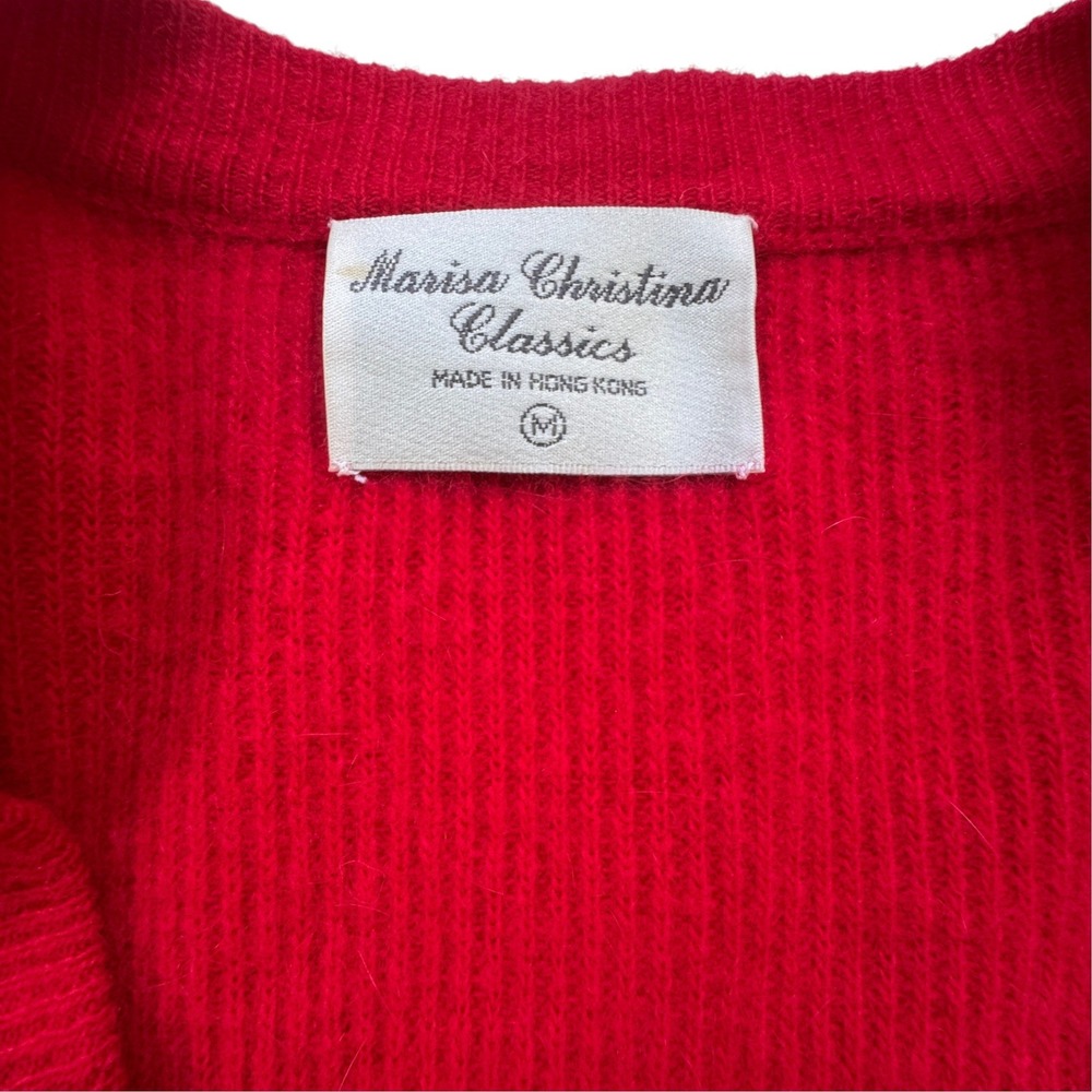 Marisa Christina Classics Christmas Bell Sequin Cardigan Women M Red Sweater VTG - Picture 4 of 13